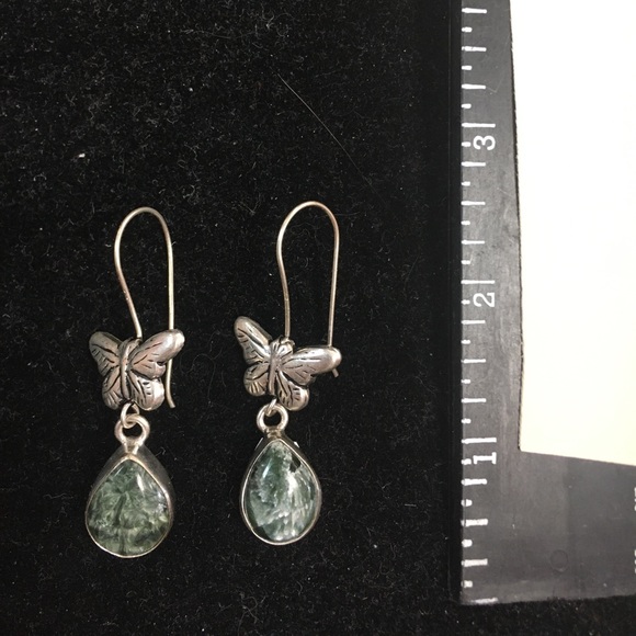 Seraphinite butterfly sterling silver earrings new - Picture 1 of 2